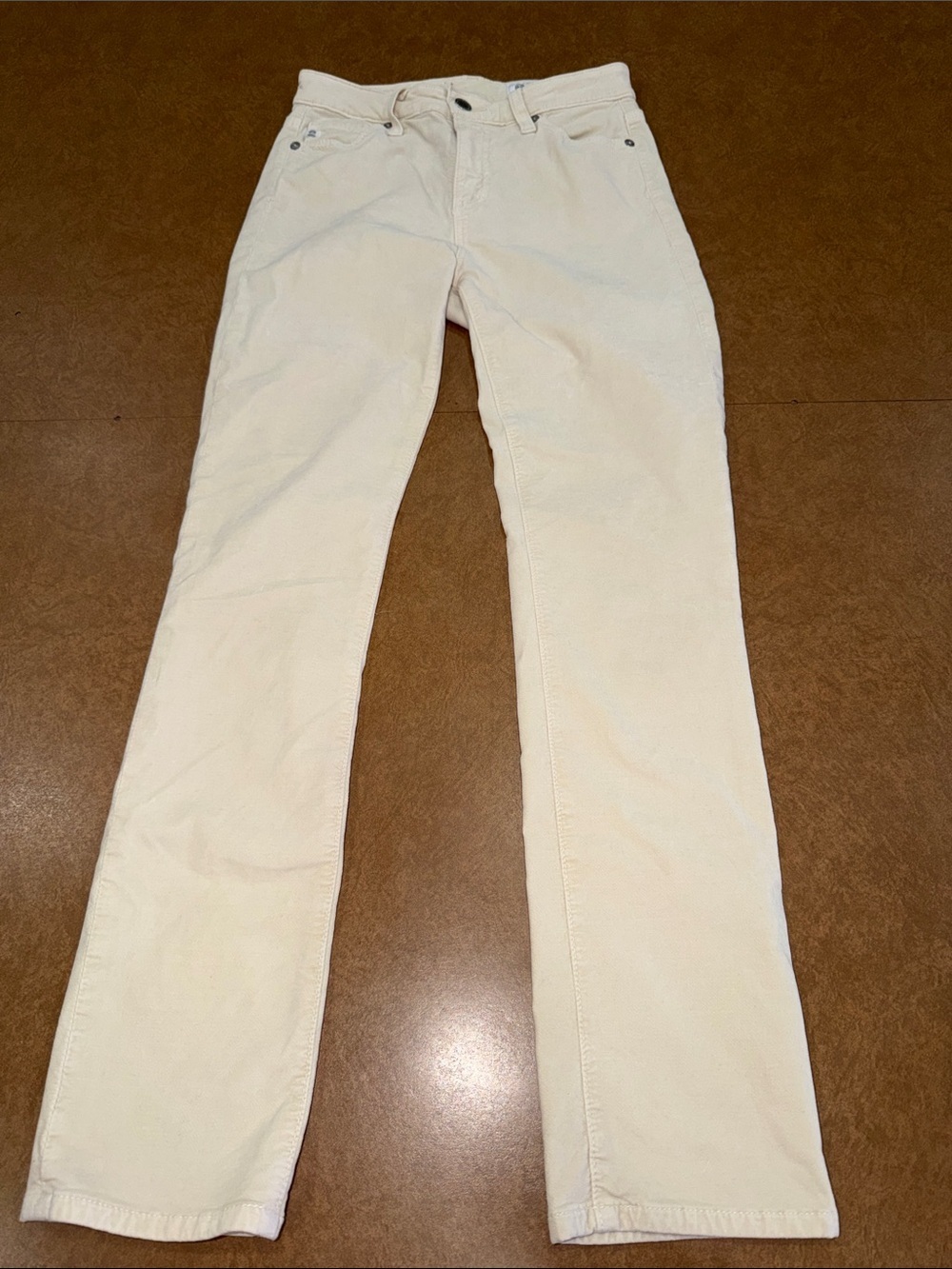 Ag Adriano Goldschmied • Mari •High Rise Slim Cream Straight Leg Pants Corduroy